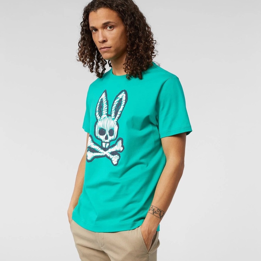 Psycho Bunny Wardell Graphic Tee Green Size 6 Large - Picture 7 of 7